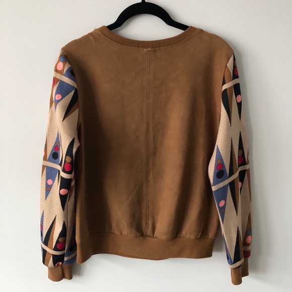 Brown Long Sleeve Faux Suede Top medium - Picture 4 of 8